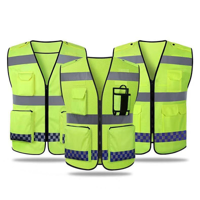 SJV03 het in het groot van de het Vestveiligheid van de Polyesterveiligheid van de de Kledingsdouane Vest van het het Zicht Weerspiegelende Lopende Werk Hoge